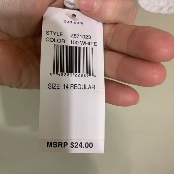 Izod White Oxford Button Down Size 14 NWT - Picture 4 of 7